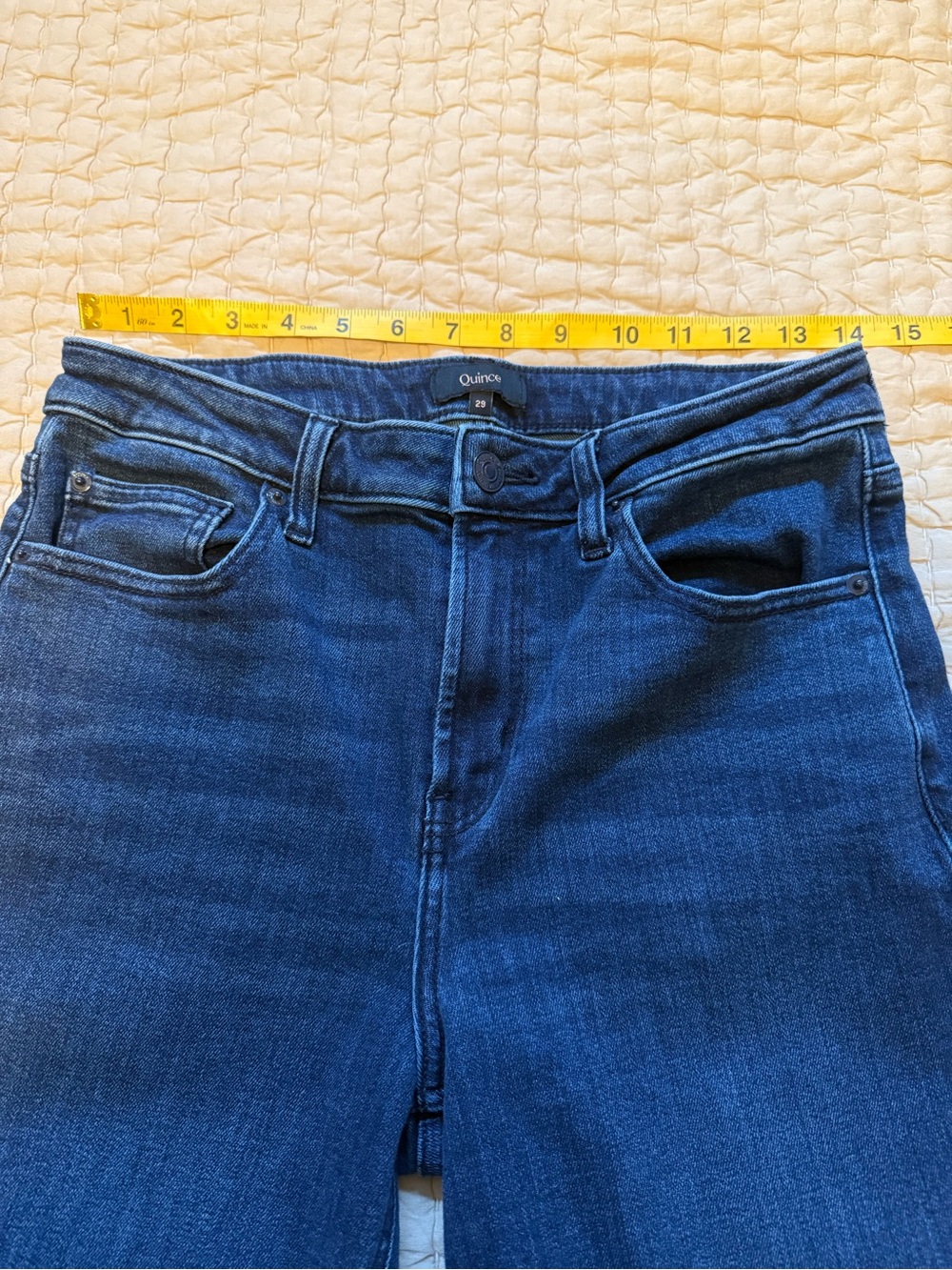 Quince Bella Stretch Wide Leg Jean Deep Sea Blue Womens Size 29/32 - Picture 10 of 13